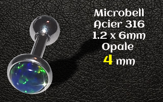 microbell 1.2 x 6 mm Acier - opale 4 mm