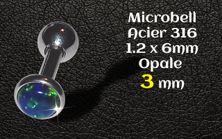 microbell 1.2 x 6 mm Acier - opale 3 mm