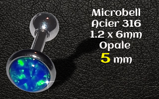 microbell 1.2 x 6 mm Acier - opale 5 mm