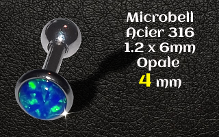 microbell 1.2 x 6 mm Acier - opale 4 mm