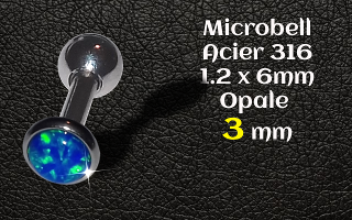 microbell 1.2 x 6 mm Acier - opale 3 mm