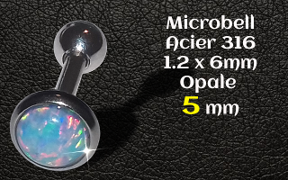 microbell 1.2 x 6 mm Acier - opale 5 mm