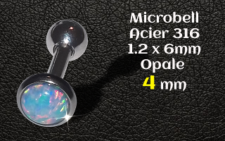 microbell 1.2 x 6 mm Acier - opale 4 mm
