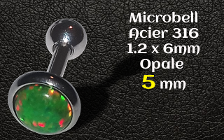 microbell 1.2 x 6 mm Acier - opale 5 mm