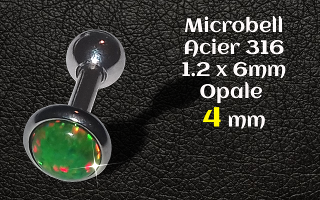 microbell 1.2 x 6 mm Acier - opale 4 mm