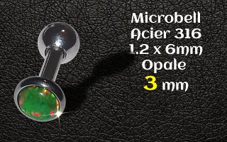 microbell 1.2 x 6 mm Acier - opale 3 mm