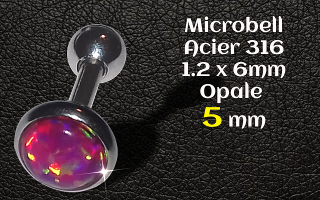 microbell 1.2 x 6 mm Acier - opale 5 mm