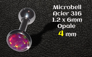microbell 1.2 x 6 mm Acier - opale 4 mm