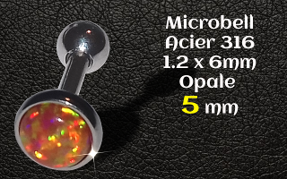 microbell 1.2 x 6 mm Acier - opale 5 mm