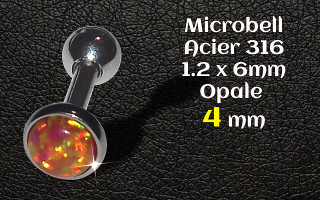 microbell 1.2 x 6 mm Acier - opale 4 mm