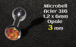 microbell 1.2 x 6 mm Acier - opale 3 mm