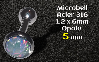 microbell 1.2 x 6 mm Acier - opale 5 mm