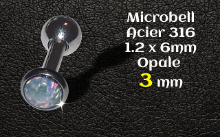 microbell 1.2 x 6 mm Acier - opale 3 mm