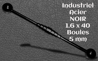 industriel Acier Noir 1.6 x 40 mm - boule 5 mm