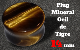 2 plugs oeil de tigre 14 mm