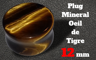 2 plugs oeil de tigre 12 mm