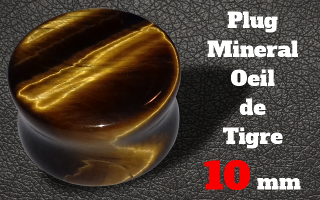 2 plugs oeil de tigre 10 mm