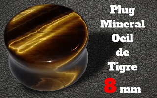 2 plugs oeil de tigre 8 mm