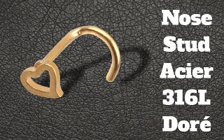 3 nose studs acier 316L dore 0.8 x 7