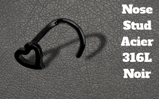 3 nose studs acier 316L Noir 0.8 x 7