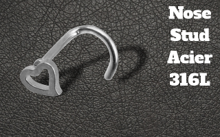 3 nose studs acier 316L acier 0.8 x 8 x 7