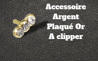Accessoire clipable Argent plaque Or - pour labret biolpastic et bioflex (non fourni)