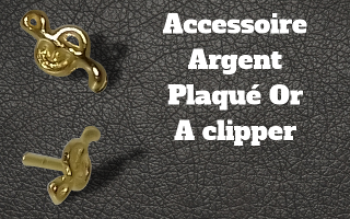Accessoire clipable Argent plaque Or - pour labret biolpastic et bioflex (non fourni)