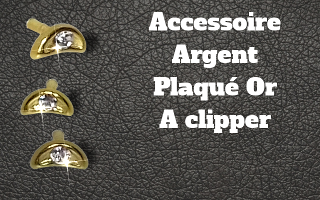 Accessoire clipable Argent plaque Or - pour labret biolpastic et bioflex (non fourni)