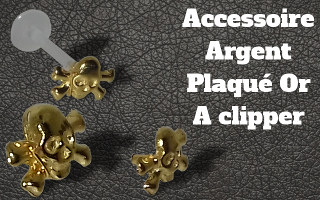 Accessoire clipable Argent plaque Or - pour labret biolpastic et bioflex (non fourni)