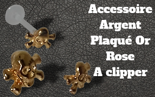 Accessoire clipable Argent plaque Or Rose- pour labret biolpastic et bioflex (non fourni)