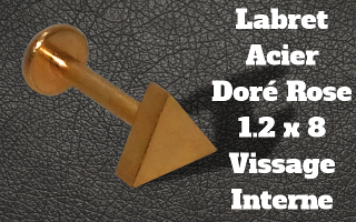 labret Acier dore rose 1.2 x 8 vissage interne - triangle