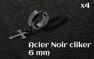 anneau clicker acier Noir diametre 6 mm interne