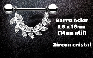 piercing teton 1.6 x 16 (14 mm util. zircon cristal-100% acier