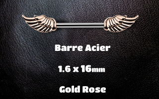 piercing teton 1.6 x 16 - aile gold rose