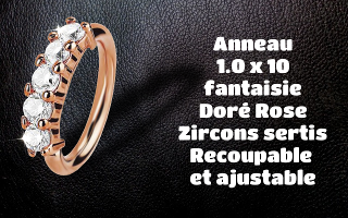 anneau 1.0 x 10 fantaisie doré rose - zircon seris, recoupables et ajustables