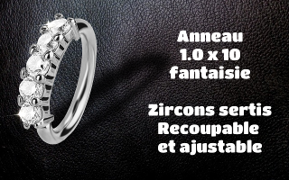 anneau 1.0 x 10 fantaisie - zircon seris, recoupables et ajustables