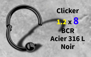 clicker 1.2 x 8 bcr acier 316L Noir