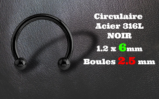 circulaire acier 316L 0.8 x 6 mm NOIR - boules 2.5 mm