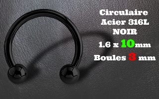 circulaire acier 316L 1.6 x 10 mm NOIR - boules 3 mm