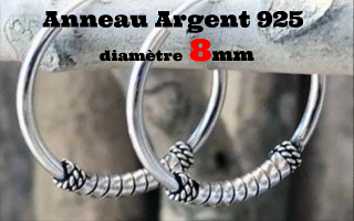Anneau style Bali Argent 925 diametre 8 mm
