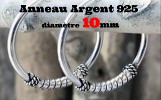 Anneau style Bali Argent 925 diametre 10 mm