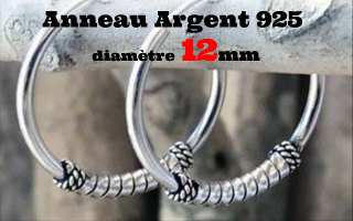 Anneau style Bali Argent 925 - diametre 12 mm