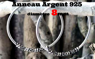 Anneau style Bali Argent 925 - diametre 8 mm