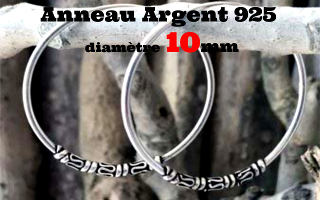 Anneau style Bali Argent 925 - diametre 10 mm