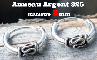 Anneau style Bali Argent 925 - diametre 8 mm