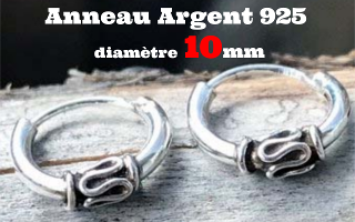 Anneau style Bali Argent 925 - diametre 10 mm
