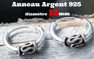 Anneau style Bali Argent 925 - diametre 12 mm