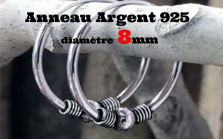 Anneau style Bali Argent 925 - diametre 8 mm