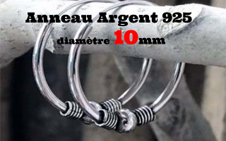 Anneau style Bali Argent 925 - diametre 10 mm