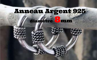 Anneau style Bali Argent 925 - diametre 8 mm